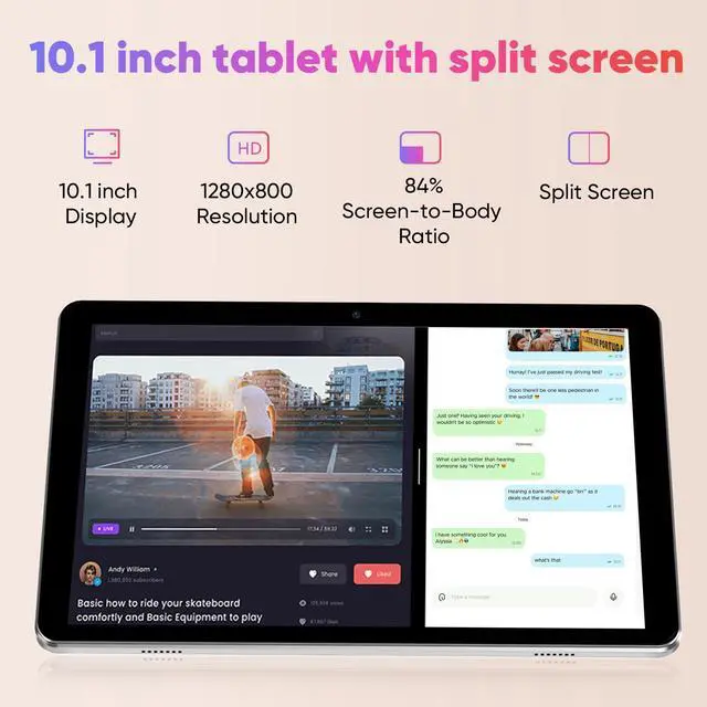 Alt view image 4 of 5 - 10 inch Android 14 Tablet, 6GB RAM 64GB ROM 1TB Expand, 2 in 1 Tablets with Keyboard, Case, Mouse, Stylus, 1280x800 IPS Touch Screen, WiFi 5, Bluetooth, Dual Camera, Tablet PC