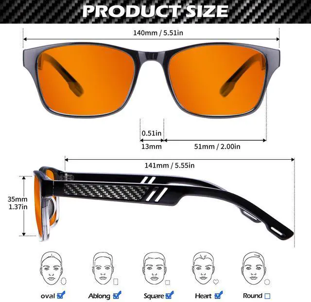 Alt view image 4 of 5 - ANYLUV Gaming Glasses for Men Lightweight Anti Blue Light Blocking Glasses Eyes Protection with Carbon Fiber Decoration
