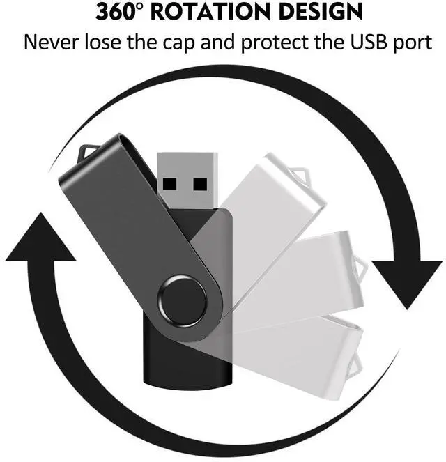 Alt view image 3 of 5 - AreTop 4GB 20 Pack USB Flash Drive, Bulk USB 2.0 Thumb Drive Swivel Memory Stick Jump Drive Pen Drive for Storage and Backup (20 Pack 4GB, Black)