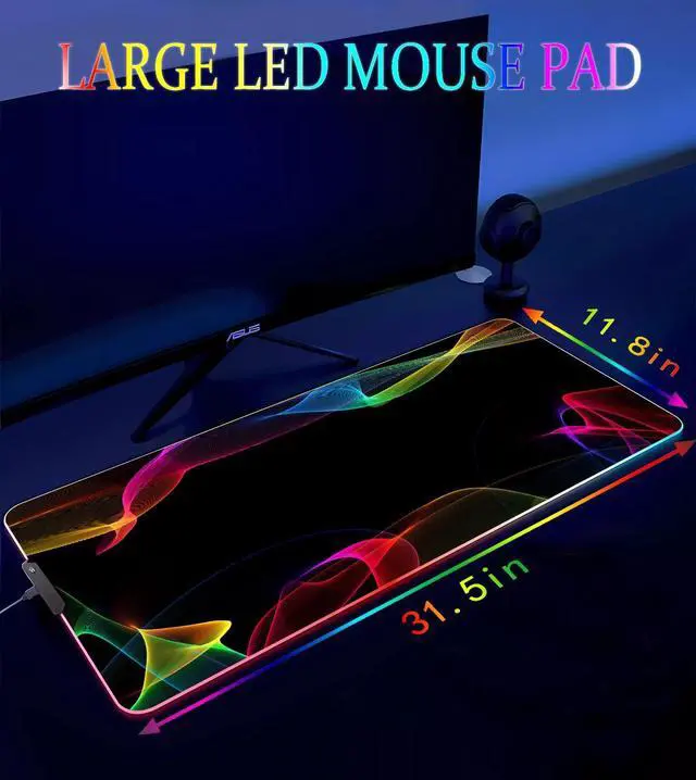 Alt view image 4 of 5 - Armanza RGB Gaming Mouse Pad, Large Mousepad with Led Light, Gaming Accessories Keyboard Pad for Desk, Non-Slip Rubber Base Big Mouse Mat for Gamer, 31.5 X 11.8 Inch, Colorful