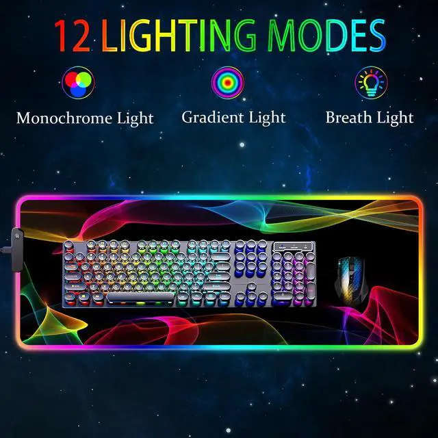 Alt view image 2 of 5 - Armanza RGB Gaming Mouse Pad, Large Mousepad with Led Light, Gaming Accessories Keyboard Pad for Desk, Non-Slip Rubber Base Big Mouse Mat for Gamer, 31.5 X 11.8 Inch, Colorful