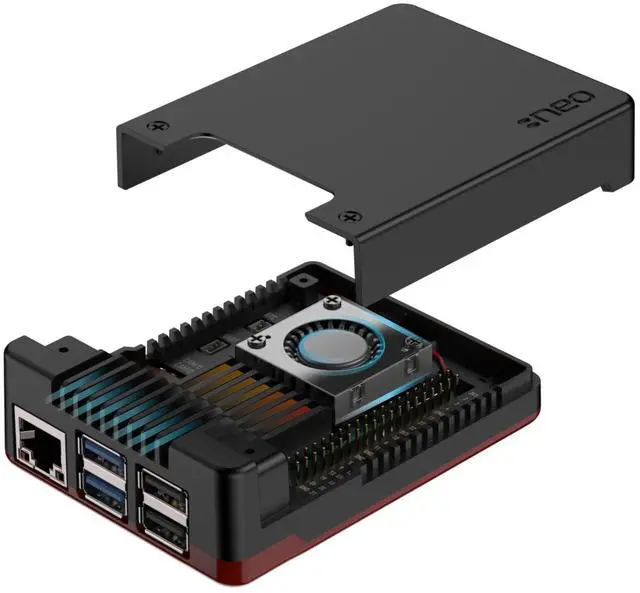 Alt view image 2 of 5 - Argon NEO 5 Case for Raspberry Pi 5 with M.2 NVME Expansion Board (BRED)
