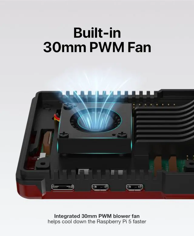 Alt view image 4 of 5 - Argon NEO 5 Case for Raspberry Pi 5 with M.2 NVME Expansion Board (BRED)