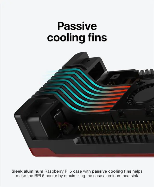 Alt view image 5 of 5 - Argon NEO 5 Case for Raspberry Pi 5 with M.2 NVME Expansion Board (BRED)