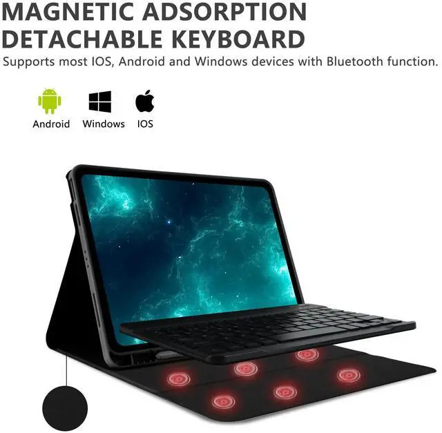 Alt view image 3 of 5 - besky Keyboard Case for iPad Air 11 inch(M2) 2024 & iPads Air 10.9 inch (5th, 4th Generation) - Wireless Detachable Keyboard- Pencil Holder, with Auto Sleep/Wake Function