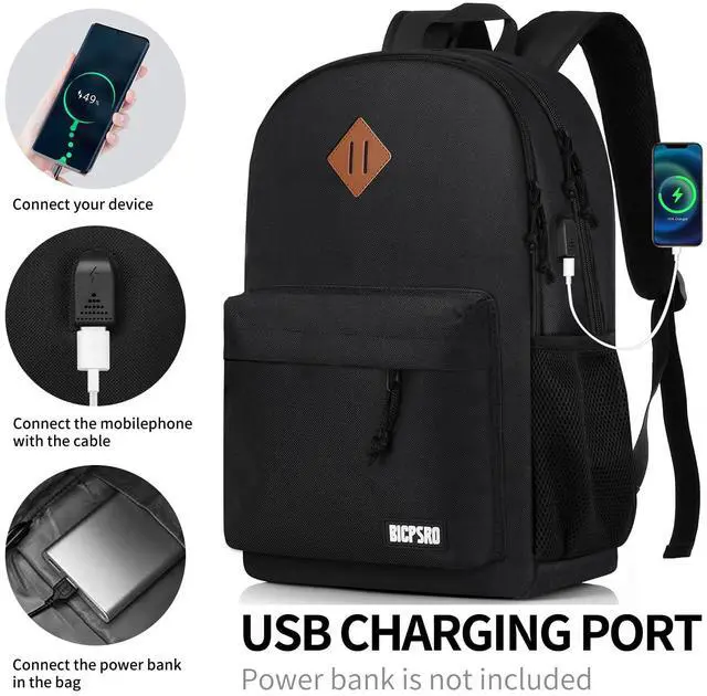Alt view image 4 of 5 - Backpack for Men Women, Black School Backpack for Girls Boys Teens, Backpacks for School, Bookbag for College High Middle School Back Pack lightweight mochilas escolares para adolescentes