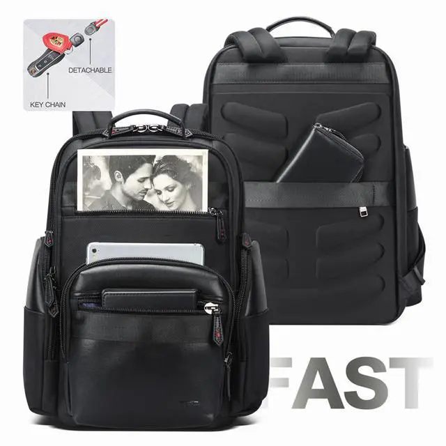 Alt view image 5 of 5 - BOPai 30L Travel Backpack for Men Business Laptop Backpack 15.6 inch Computer bagpack with USB Charging Water-Resistant Rucksack Black