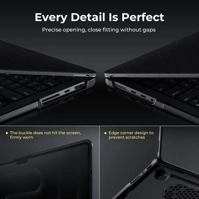 Alt view image 4 of 5 - BlueSwan Case Compatible with MacBook Pro 14 inch Business, M4/M3/M2/M1 Pro/Max Chip (2021-2025), Travel Laptop Cover with Drop Protection, Anti-Fingerprint and Stain-Resistant, Black