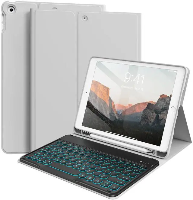 Main image of BQDIYOO Keyboard Case for iPad 9th/8th/7th Generation(2021/2020/2019) Detachable Wireless Bluetooth Keyboard Case for 10.2 inch iPad 9/8/7 Cover with Pencil Holder Auto Wake/Sleep, Gray