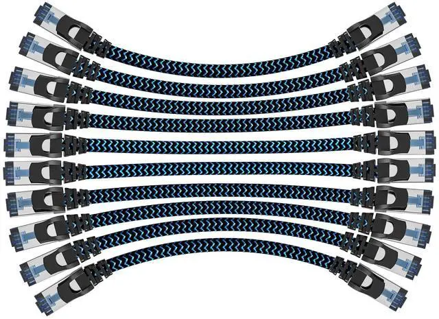 Main image of CABNEER Cat8 Ethernet Cable 5 ft 10 Pack, High Speed 40Gbps 2000MHz, Braided, Blue, Compatible with Router, Modem, Laptop, PC, Gaming