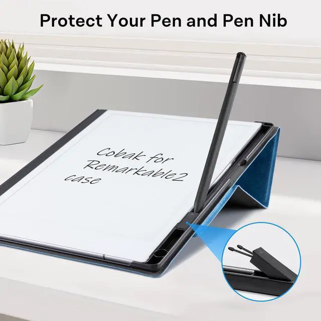 Alt view image 3 of 5 - CoBak Case for Remarkable 2 - Pen Holder & Foldable Stand - Denim Blue