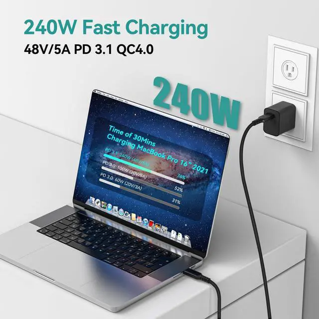 Alt view image 3 of 5 - [80Gbps Data Sync] Compatible with Thunderbolt 5 Cable High Speed USB C Cable Support 240W Charging and 16K/8K Display for Thunderbolt 4/USB4 Monitor, and More, 3.3FT