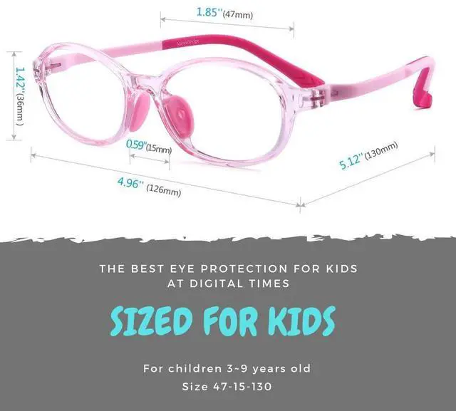 Alt view image 5 of 5 - Mind Bridge Kids Blue Light Blocking Computer Video Gaming Glasses - Anti Eyestrain | Durable Cute Protection Eyewear for Children Boys & Girls Digital Screen Time & Technology Use | 13721 Pink