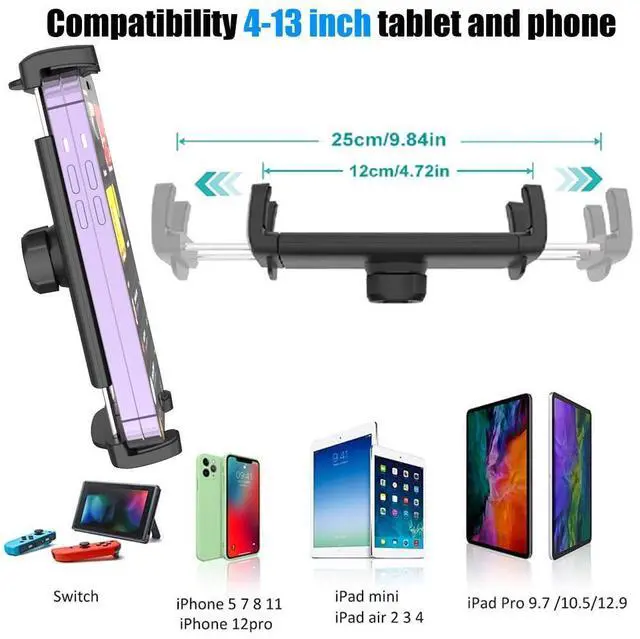 Alt view image 5 of 5 - Cuxwill Tesla Headrest Mount Tablet Holder for 4-13" iPad & Phone, Car Back Seat Holder for Tesla Model Y Model 3, Car Mount with Metal Ball Head for All iPad Samsung Tab, Long Road Trip Accessories