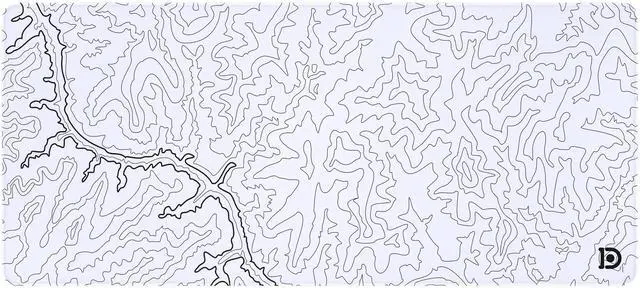 Main image of Deskr White Topograph Canyon Deskpad Full XL Gaming Desk Mat Gamer Desk Pad with Stitched Edges 5mm Thick Non-Slip Water-Resistant Rubber Laptop Computer Mousepad for Office & Home - 36 x 16 in