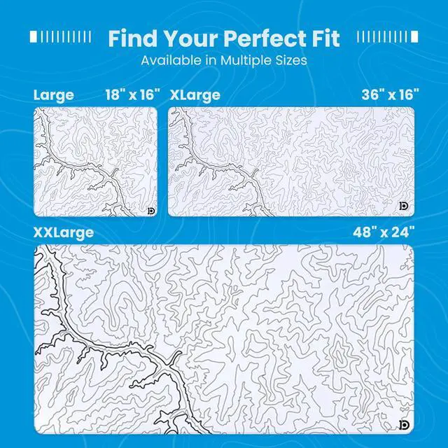 Alt view image 3 of 5 - Deskr White Topograph Canyon Deskpad Full XL Gaming Desk Mat Gamer Desk Pad with Stitched Edges 5mm Thick Non-Slip Water-Resistant Rubber Laptop Computer Mousepad for Office & Home - 36 x 16 in