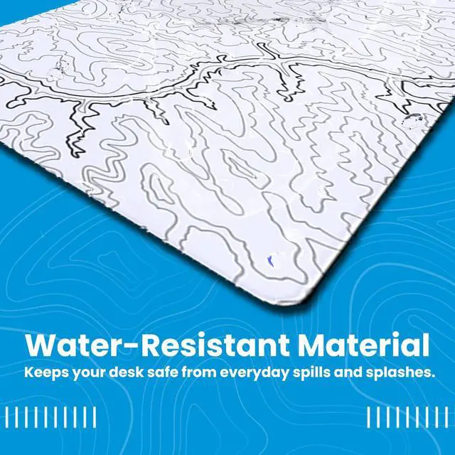 Alt view image 5 of 5 - Deskr White Topograph Canyon Deskpad Full XL Gaming Desk Mat Gamer Desk Pad with Stitched Edges 5mm Thick Non-Slip Water-Resistant Rubber Laptop Computer Mousepad for Office & Home - 36 x 16 in