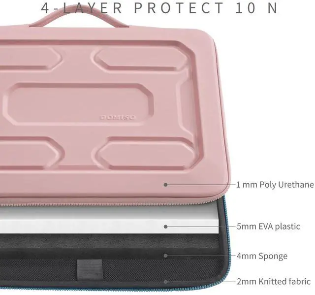 Alt view image 5 of 5 - DOMISO 15.6 inch Laptop Sleeve with Handle Shockproof Waterproof EVA Protective Case for 15.6" Yoga 720 IdeaPad 310 320 ThinkPad T570/Legion 5 Gen 6/HP Envy 15/15.6" Notebooks, Pink