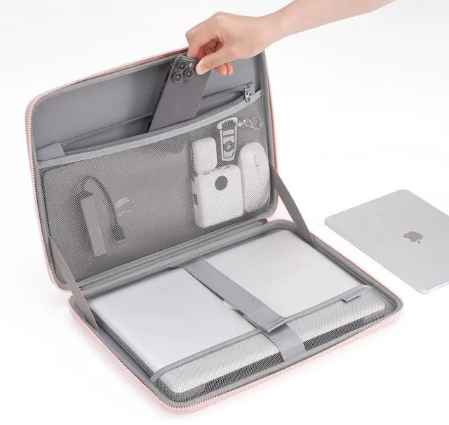 Alt view image 4 of 5 - DOMISO 15.6 inch Laptop Sleeve with Handle Shockproof Waterproof EVA Protective Case for 15.6" Yoga 720 IdeaPad 310 320 ThinkPad T570/Legion 5 Gen 6/HP Envy 15/15.6" Notebooks, Pink