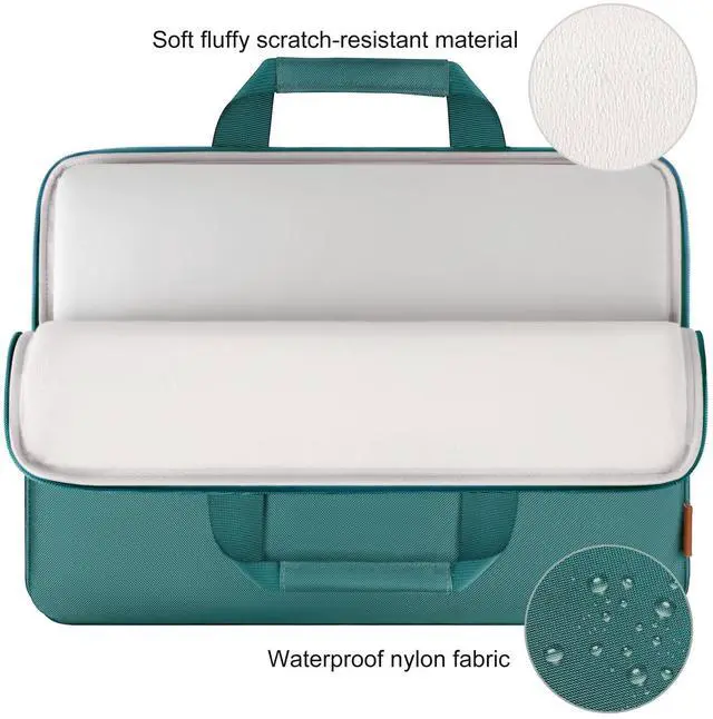 Alt view image 3 of 5 - DOMISO 17.3 inch Laptop Sleeve Bag Water-Resistant Carrying Case with Handle for Dell/MSI GS73VR Stealth Pro/HP Envy Pavilion 17/ROG Strix GL702VS/LG/17.3" Notebooks,Green