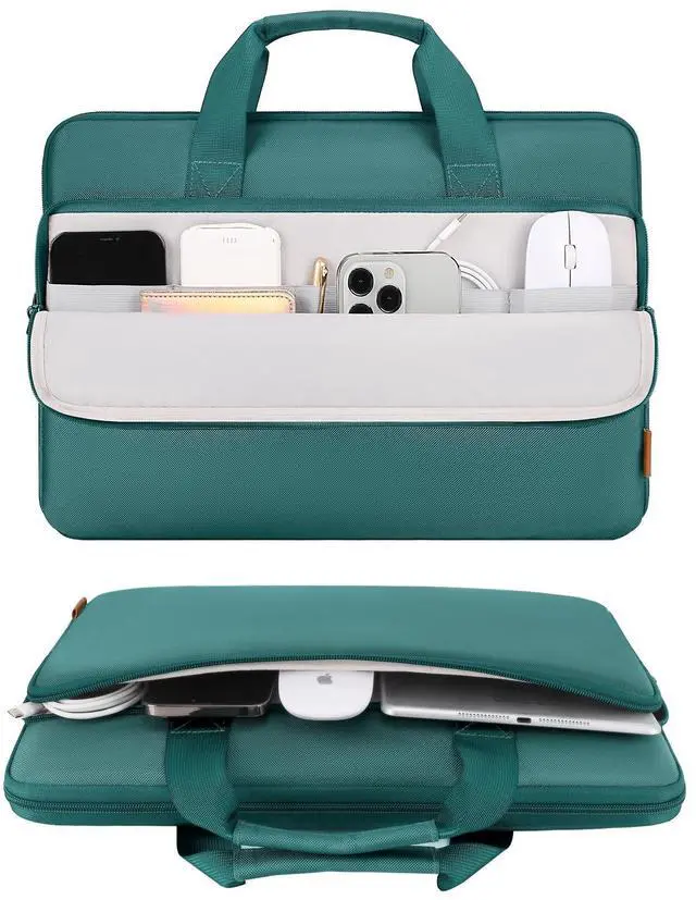 Alt view image 5 of 5 - DOMISO 17.3 inch Laptop Sleeve Bag Water-Resistant Carrying Case with Handle for Dell/MSI GS73VR Stealth Pro/HP Envy Pavilion 17/ROG Strix GL702VS/LG/17.3" Notebooks,Green