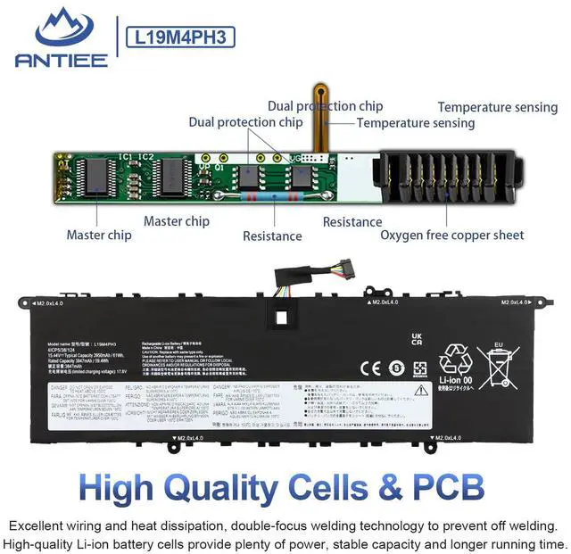 Alt view image 4 of 5 - L19M4PH3 L19C4PH3 Laptop Battery Replacement for Lenovo Ideapad Yoga Slim 7 Pro-14ARH5 Slim 7 Pro-14ITLL 5 Series L19D4PH3 SB10Z49517 5B10Z49519 SB10Z49515 5B10Z49514 SB10Z49516 5B10Z49518 3950mAh