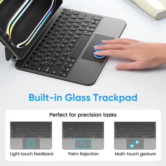 Alt view image 2 of 5 - doqo Magic Style Keyboard Case with Pencil for iPad Air 11(M2) 2024,iPad Pro 11 inch (4th,3rd,2nd,1st Gen),iPad Air 10.9 5th,4th
