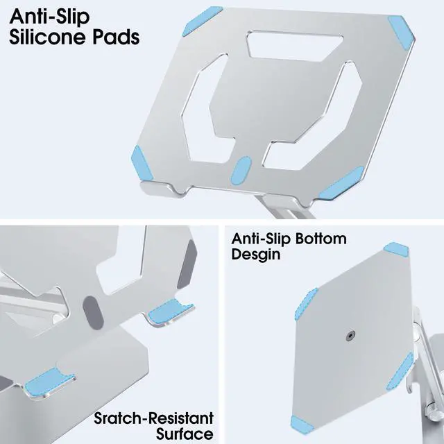 Alt view image 3 of 5 - Arae Tablet Stand Holder for Desk, 360°Rotating Adjustable Aluminum Portable Stand Holder Desktop Foldable Dock Heavy Duty Compatible with iPad 7/8/9/10th,iPad Air 6/5/4,iPad Pro 11/12.9,Siliver