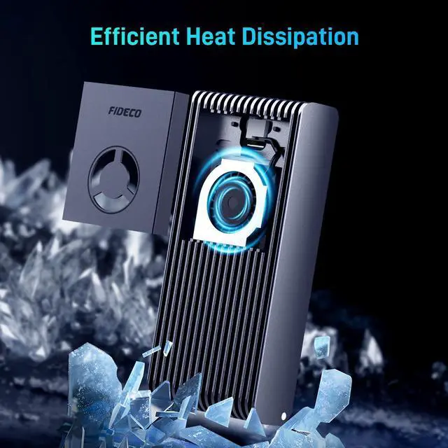 Alt view image 3 of 5 - FIDECO 40Gbps M.2 NVMe Enclosure, USB4 NVMe SSD Enclosure for M1 M2 Pro/Max with Cooling Fan, Compatible with Thunderbolt 4/3, USB4/3.2/3.1/3.0, Full Aluminum Alloy Body, Sandwich Style Design