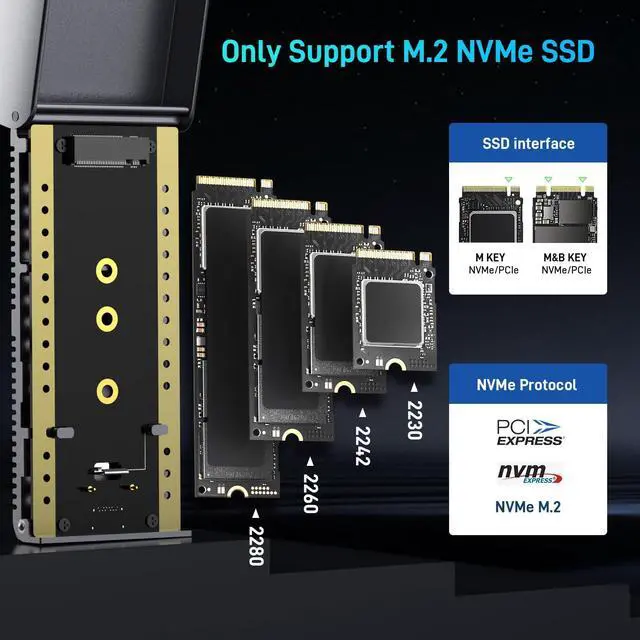 Alt view image 4 of 5 - FIDECO 40Gbps M.2 NVMe Enclosure, USB4 NVMe SSD Enclosure for M1 M2 Pro/Max with Cooling Fan, Compatible with Thunderbolt 4/3, USB4/3.2/3.1/3.0, Full Aluminum Alloy Body, Sandwich Style Design