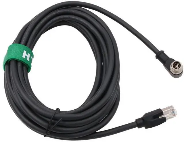 Alt view image 2 of 5 - HangTon Gigabit Network Ethernet M12 8 Pin X-Code RJ45 CAT 6A Data Cable for Cognex DM260 Keyence IV3 SR5000 Basler Vision Sensor, Right Angled 1M
