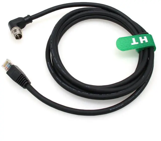 Alt view image 4 of 5 - HangTon Gigabit Network Ethernet M12 8 Pin X-Code RJ45 CAT 6A Data Cable for Cognex DM260 Keyence IV3 SR5000 Basler Vision Sensor, Right Angled 1M