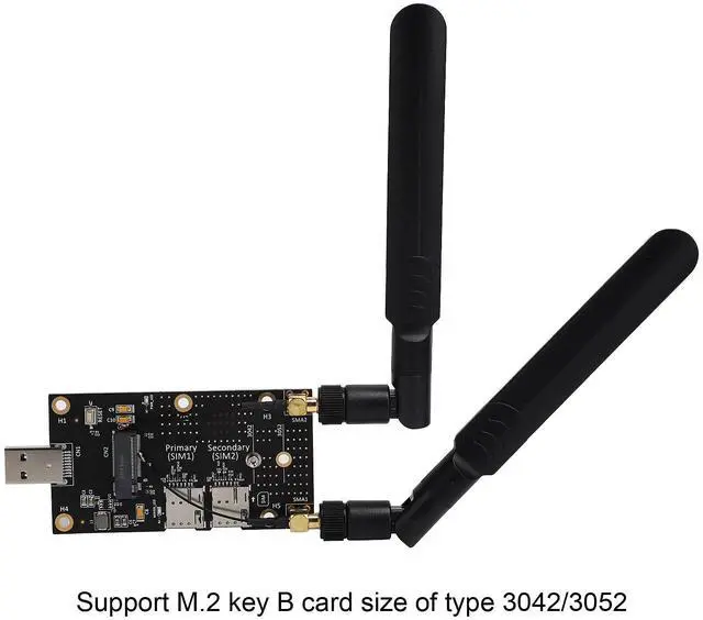 Alt view image 4 of 5 - NGFF (M.2) to USB 3.0 Adapter, M.2 B Key Converter to USB 3.0 Reader Card Push Connector with SIM Card Slot Antenna Connector for 3G/4G/5G Module