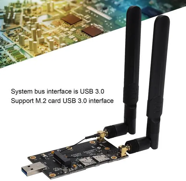 Alt view image 3 of 5 - NGFF (M.2) to USB 3.0 Adapter, M.2 B Key Converter to USB 3.0 Reader Card Push Connector with SIM Card Slot Antenna Connector for 3G/4G/5G Module