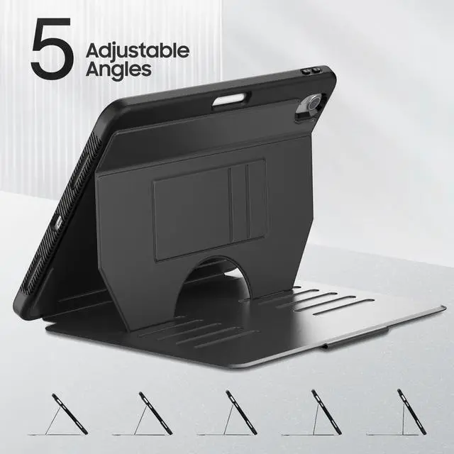 Alt view image 3 of 5 - HXCASEAC Cover for iPad Air 11 inch M3 M2 Case with Pencil Holder, Multi-Angle Magnetic Stand, Strong Magnets Support Stick to Fridge (A3266 / A3267 / A2902 / A2903) Air 11 Protective Case - Black