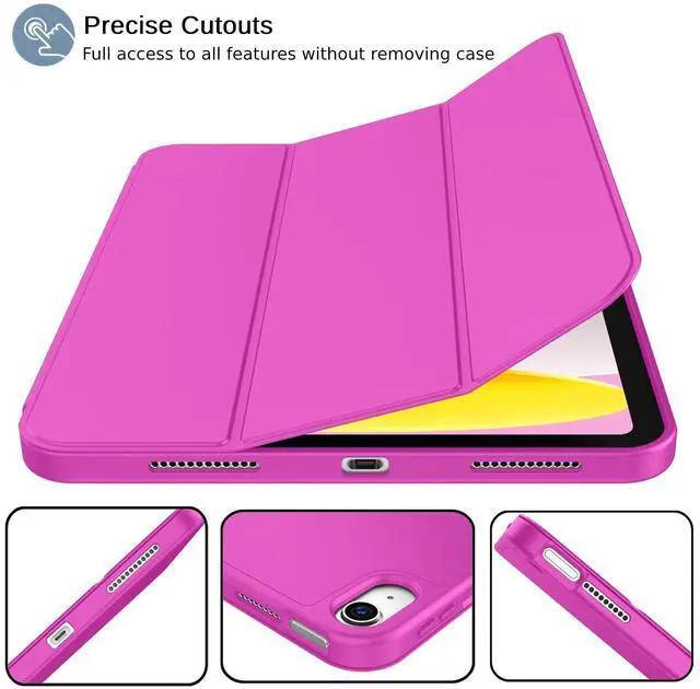 Alt view image 2 of 5 - iMieet iPad (A16) Case 11th Gen/iPad 10th Generation Case [11-Inch 2025/10.9 Inch 2022] with Pencil Holder, Trifold Stand Smart Cover with Soft TPU Back,Auto Wake/Sleep(Deep Pink)