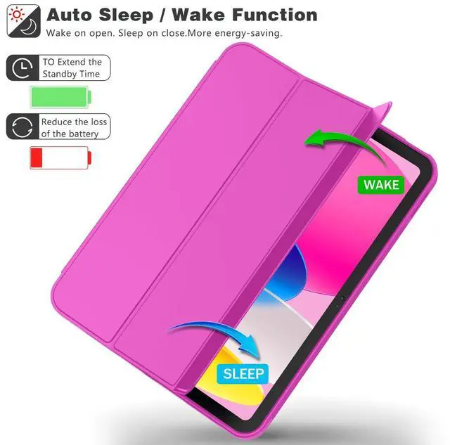 Alt view image 3 of 5 - iMieet iPad (A16) Case 11th Gen/iPad 10th Generation Case [11-Inch 2025/10.9 Inch 2022] with Pencil Holder, Trifold Stand Smart Cover with Soft TPU Back,Auto Wake/Sleep(Deep Pink)