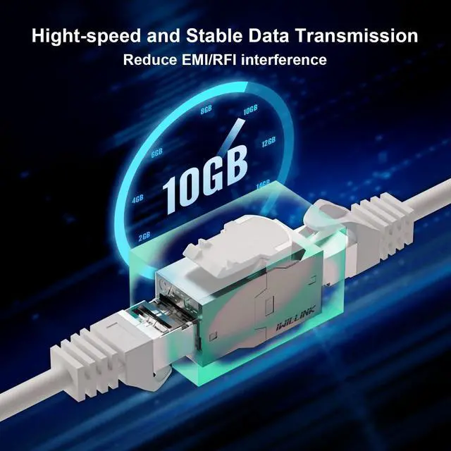 Alt view image 4 of 5 - iwillink 10Gbps Cat6A Shielded Keystone RJ45 Coupler 25-Pack, Zinc Alloy Metal Housing Ethernet Coupler, Female to Female Cat6a Keystone Jack, Silver