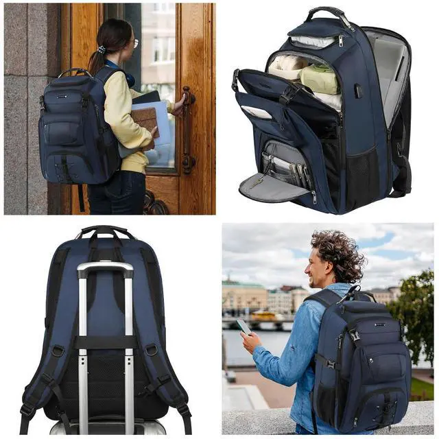 Alt view image 2 of 5 - JCDOBEST TSA Friendly Travel Laptop Backpack 18.4 inch XXXL Gaming Backpack Water-Repellent College Daypack Business Backpack with RFID Pockets & USB Port for Men
