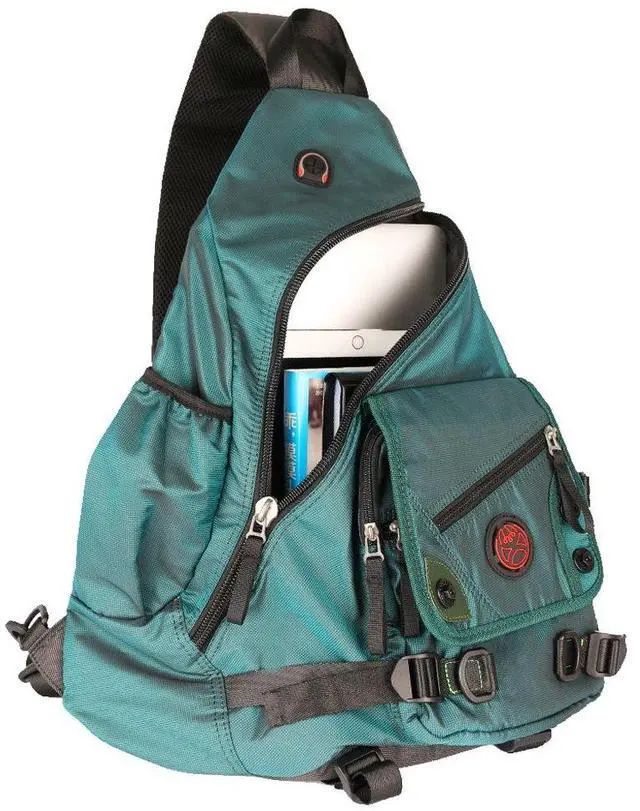 Main image of Kawei Knight Large Sling Bag Laptop Backpack Cross Body Messenger Bag Shoulder Travel Rucksack (A-Dark Green)