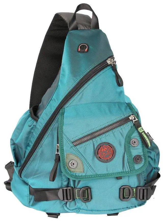 Alt view image 2 of 5 - Kawei Knight Large Sling Bag Laptop Backpack Cross Body Messenger Bag Shoulder Travel Rucksack (A-Dark Green)