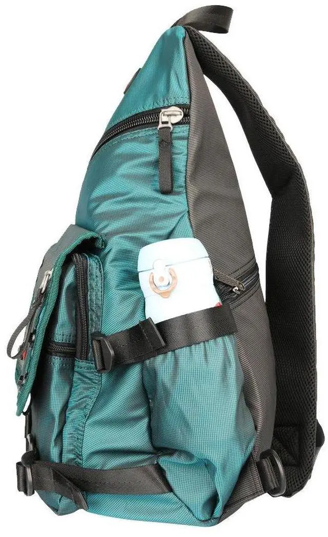 Alt view image 4 of 5 - Kawei Knight Large Sling Bag Laptop Backpack Cross Body Messenger Bag Shoulder Travel Rucksack (A-Dark Green)