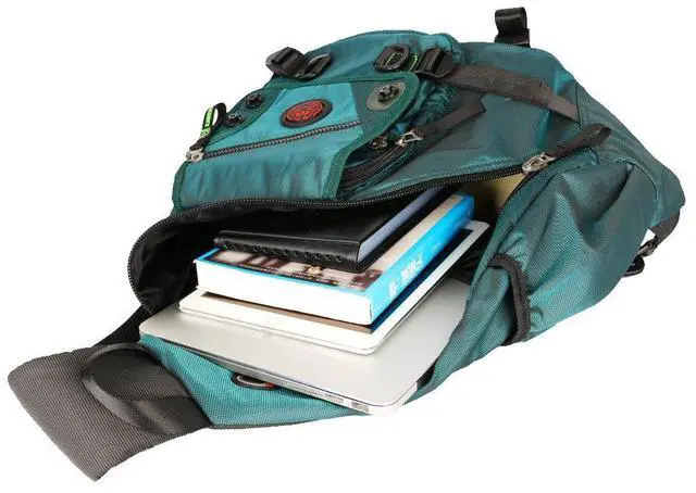 Alt view image 5 of 5 - Kawei Knight Large Sling Bag Laptop Backpack Cross Body Messenger Bag Shoulder Travel Rucksack (A-Dark Green)