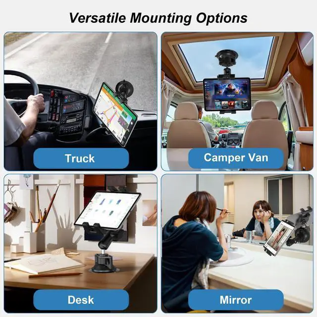 Alt view image 3 of 5 - Keuvirya iPad Suction Mount, Aluminum Heavy Duty Suction Cup Tablet Holder for Car Dashboard, 360° Rotation Tablet Mount for Truck Windshield/Window/Mirror, Fits 4.7"-12.9" iPad Pro/Air Mini/Tablets