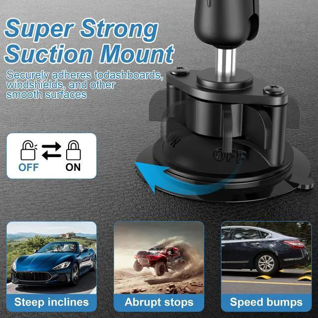 Alt view image 5 of 5 - Keuvirya iPad Suction Mount, Aluminum Heavy Duty Suction Cup Tablet Holder for Car Dashboard, 360° Rotation Tablet Mount for Truck Windshield/Window/Mirror, Fits 4.7"-12.9" iPad Pro/Air Mini/Tablets