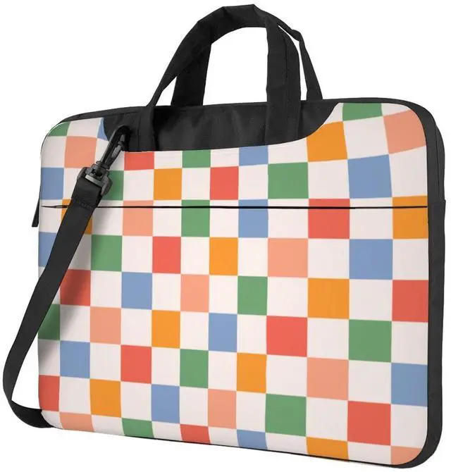 Main image of Laptop Bag Laptop Case 15.6 Inch Computer Bags Retro Checkered Colorful Printed Padded Sleeve Cover for Women Men