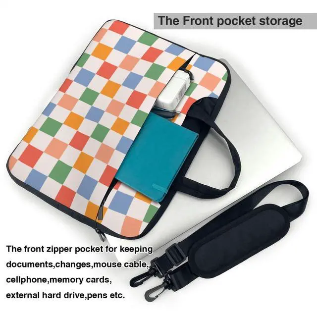 Alt view image 3 of 5 - Laptop Bag Laptop Case 15.6 Inch Computer Bags Retro Checkered Colorful Printed Padded Sleeve Cover for Women Men