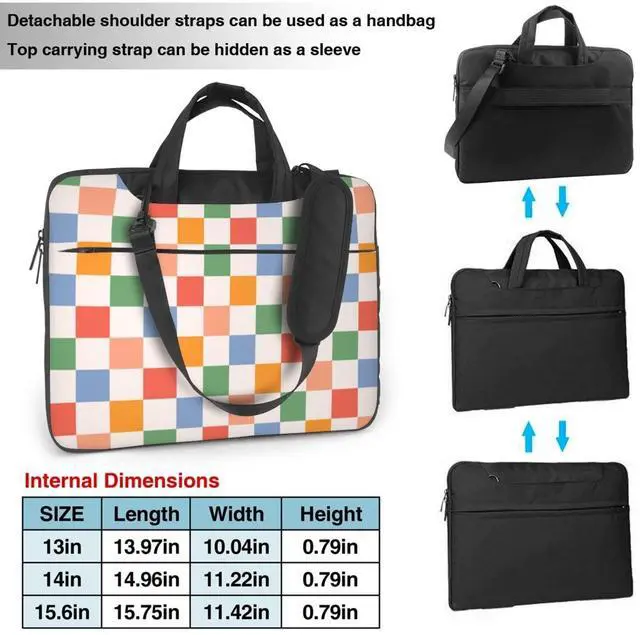 Alt view image 2 of 5 - Laptop Bag Laptop Case 15.6 Inch Computer Bags Retro Checkered Colorful Printed Padded Sleeve Cover for Women Men