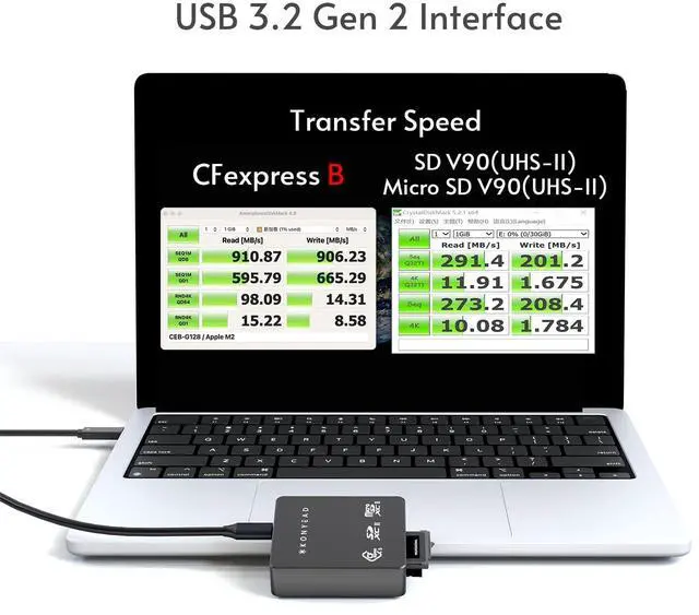Alt view image 4 of 5 - CFexpress Type B & SD & Micro SD 3-in-1 Card Reader, Built-in Silent Fan, Active Cooling,USB 3.2 10Gbps,UHS-II,Aluminum Case,Designed for iPhone/iPad OTG Adapter,for iOS/Windows/Mac OS/Android(9336B)