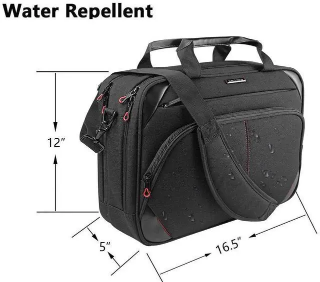 Alt view image 3 of 5 - KROSER Laptop Bag 15.6 Inch Laptop Briefcase Laptop Messenger Bag Water Repellent Computer Case Laptop Shoulder Bag Durable Tablet Sleeve with RFID Pockets for Business/College/Women/Men-Black/Red